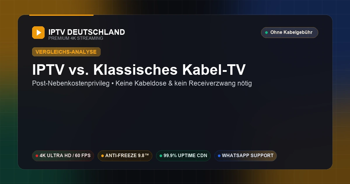 German IPTV im Vergleich zu Klassisches Kabelfernsehen (Post-Nebenkostenprivileg): Kosten, Sender und Leistung