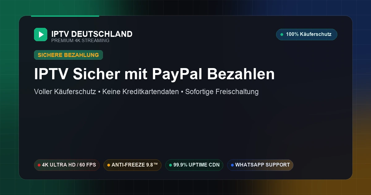 IPTV sicher mit PayPal und Käuferschutz kaufen: Sofortige Freischaltung und maximale Zahlungssicherheit