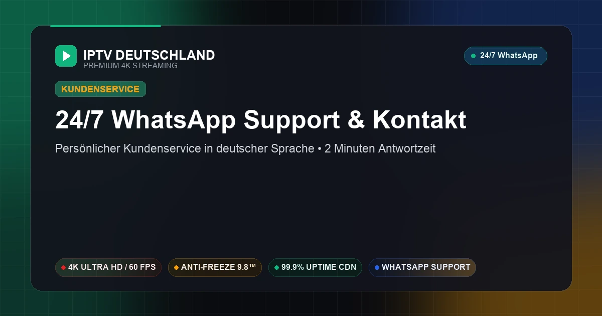 German IPTV 24/7 Kundenservice via WhatsApp und E-Mail mit 2-Minuten-Reaktionszeit