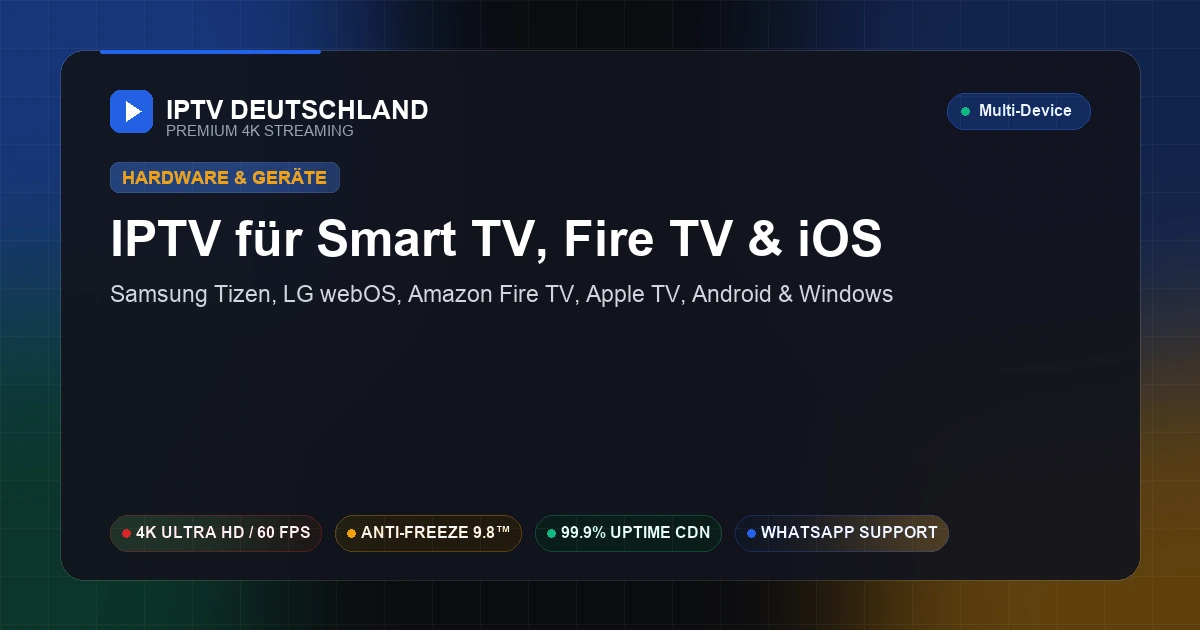 German IPTV Kompatibilität für Smart TV, Fire TV Stick, Apple TV, iOS und Android mit Anti-Freeze 9.8™